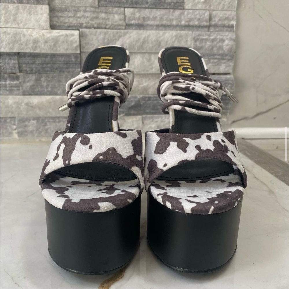 Cow Print Platform Heels Size 7